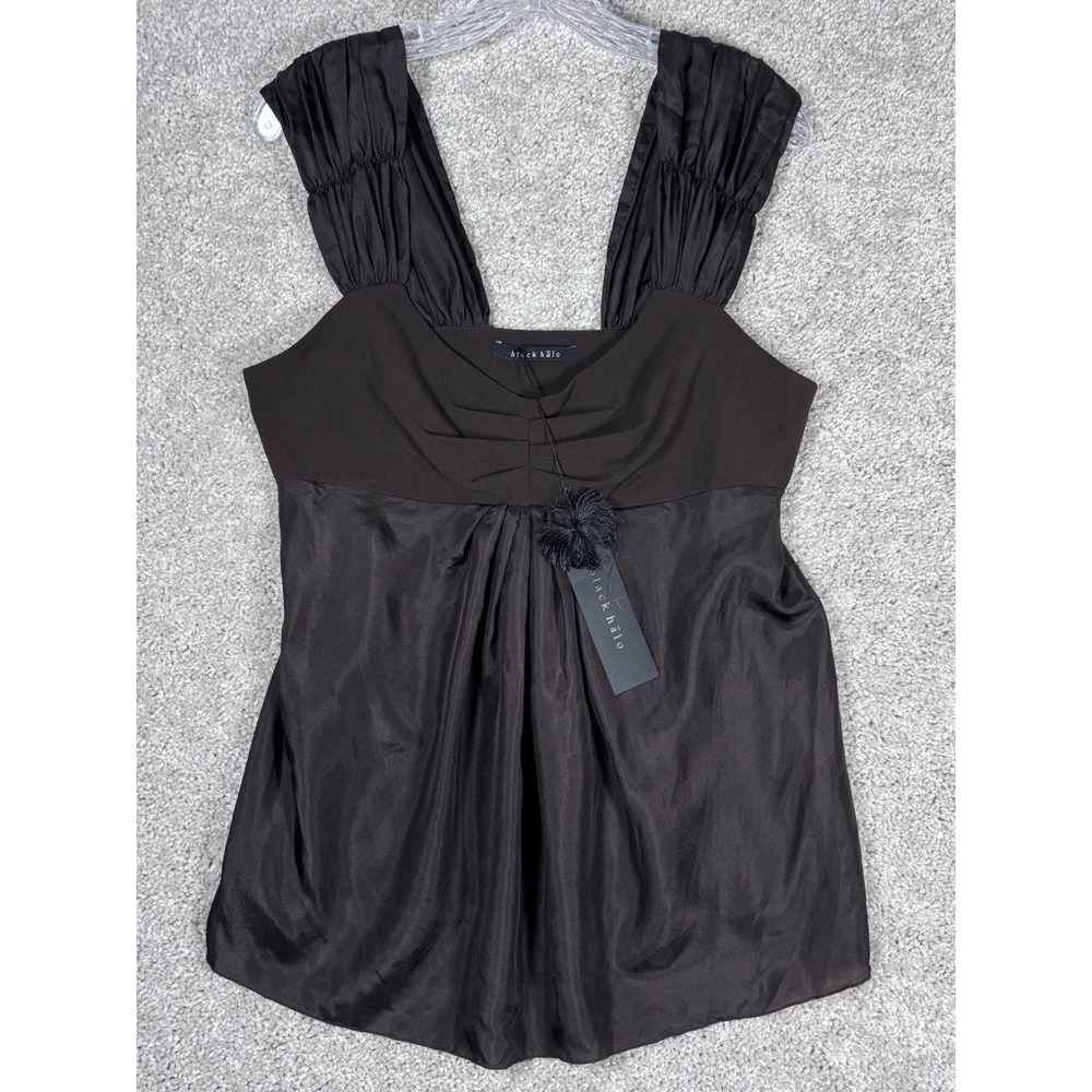 Black Halo Juliet Dress Brown Sleeveless Silk Blend Top Women's Size‎ L NWT